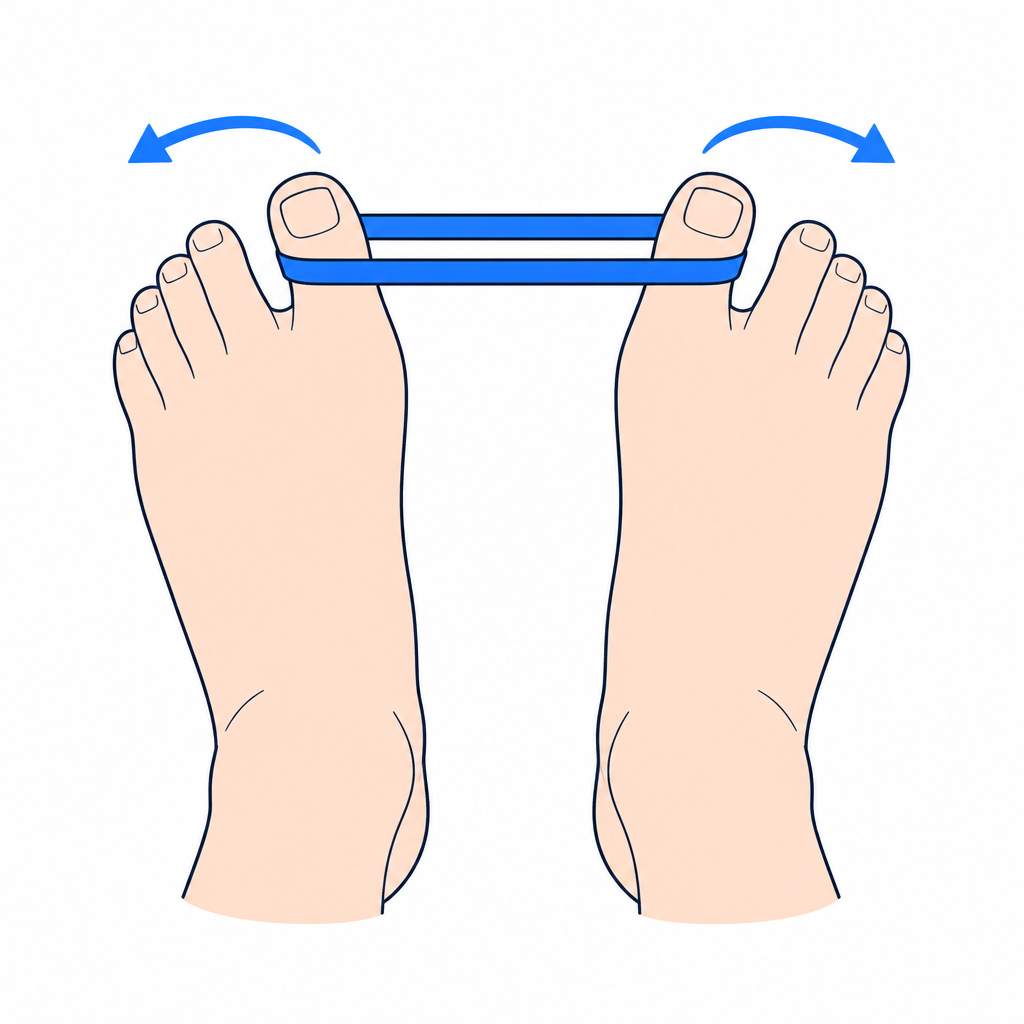 Abduzione con elastico tra gli alluci