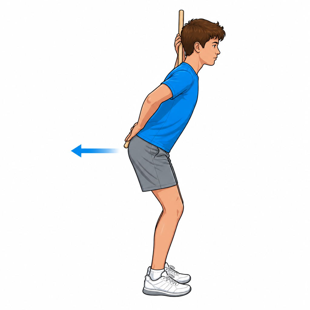 Hip hinge with a stick