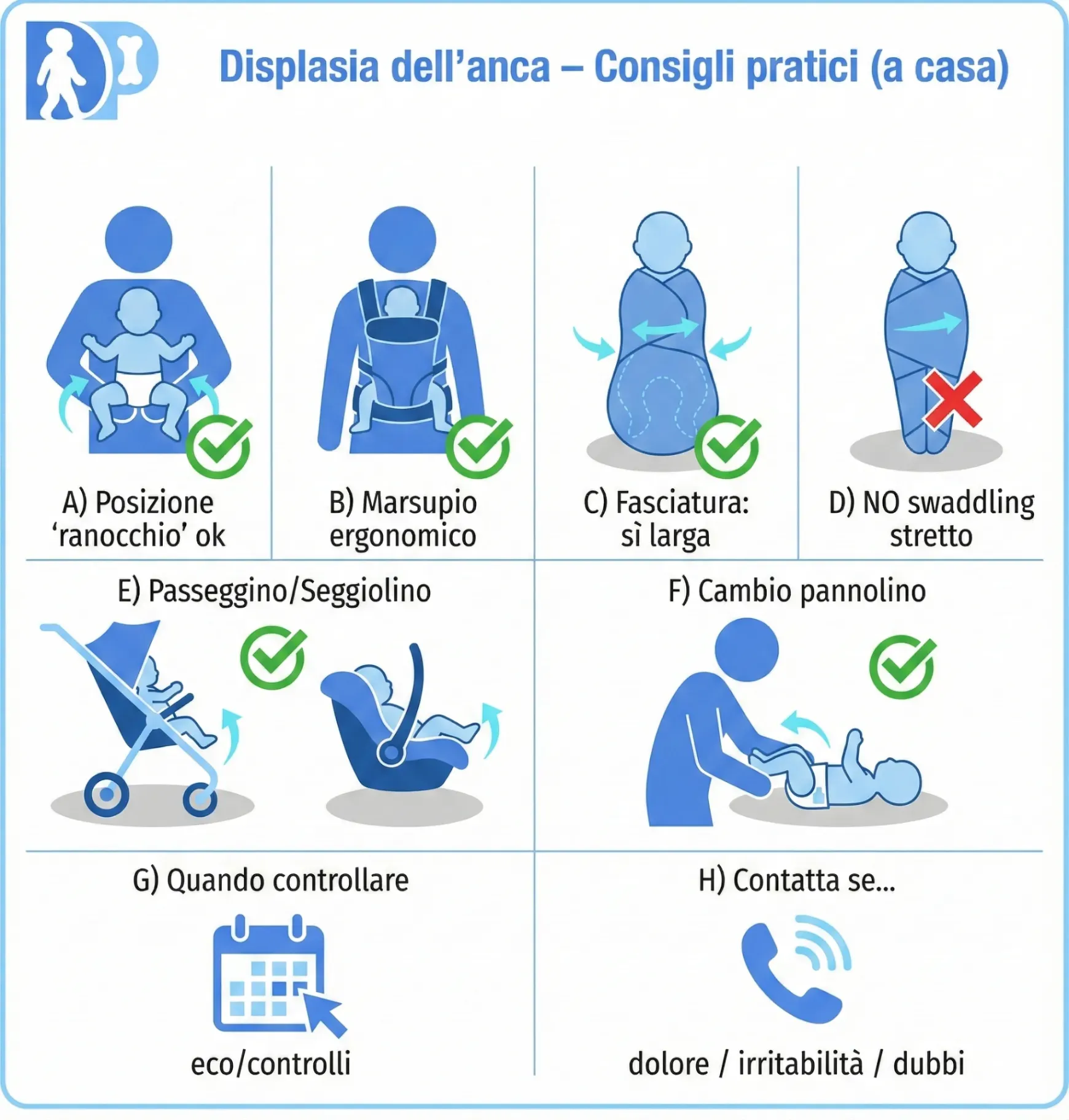 Exercise sheet for Hip dysplasia (daily management and mobilizations) - Pediatric orthopaedic exercises