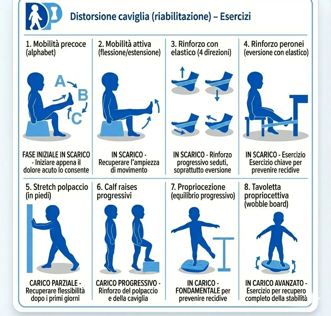 Scheda esercizi per Distorsione caviglia (riabilitazione)