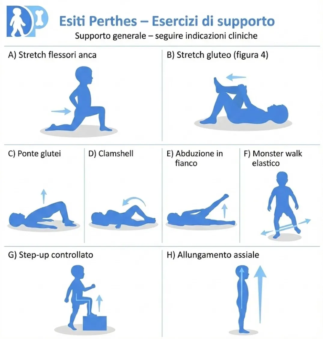 Exercise sheet for Perthes disease (recovery phase and sequelae) - Pediatric orthopaedic exercises