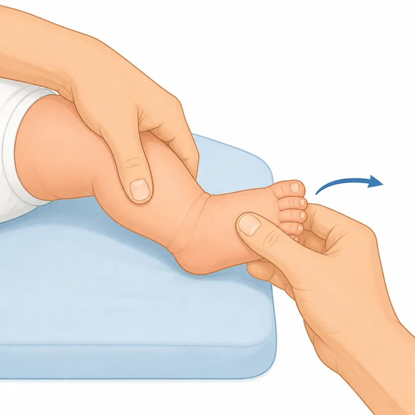 Abduction stretch with hindfoot blocked