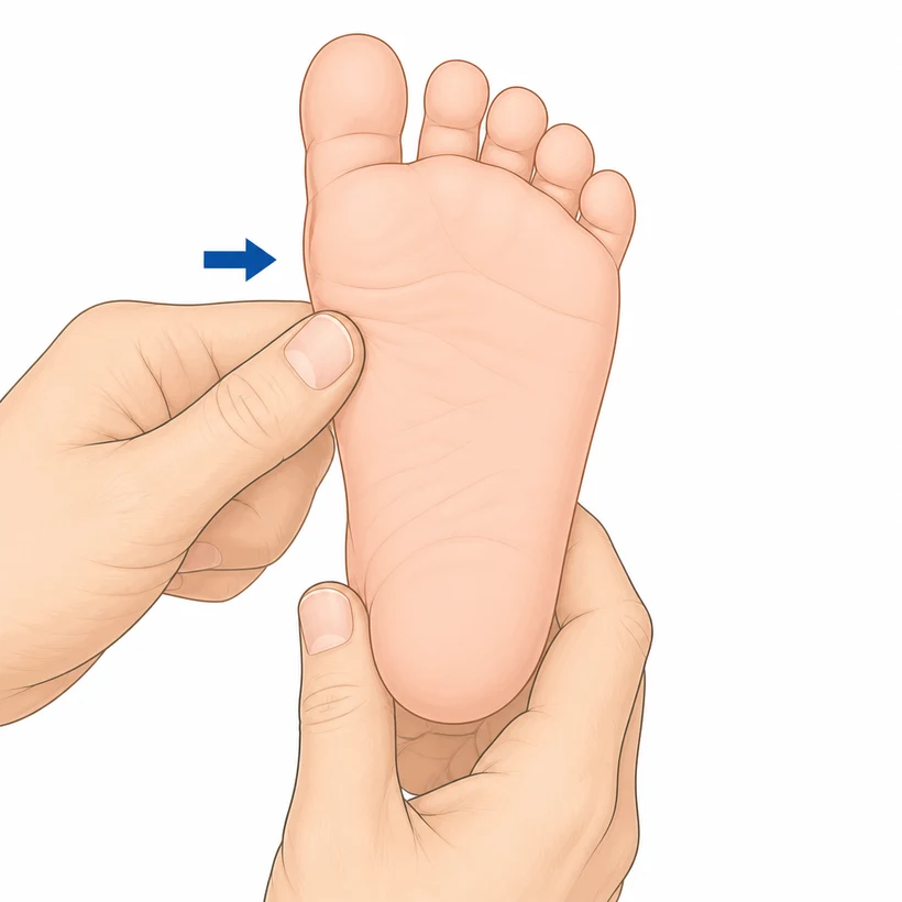 Medial border stretch and massage