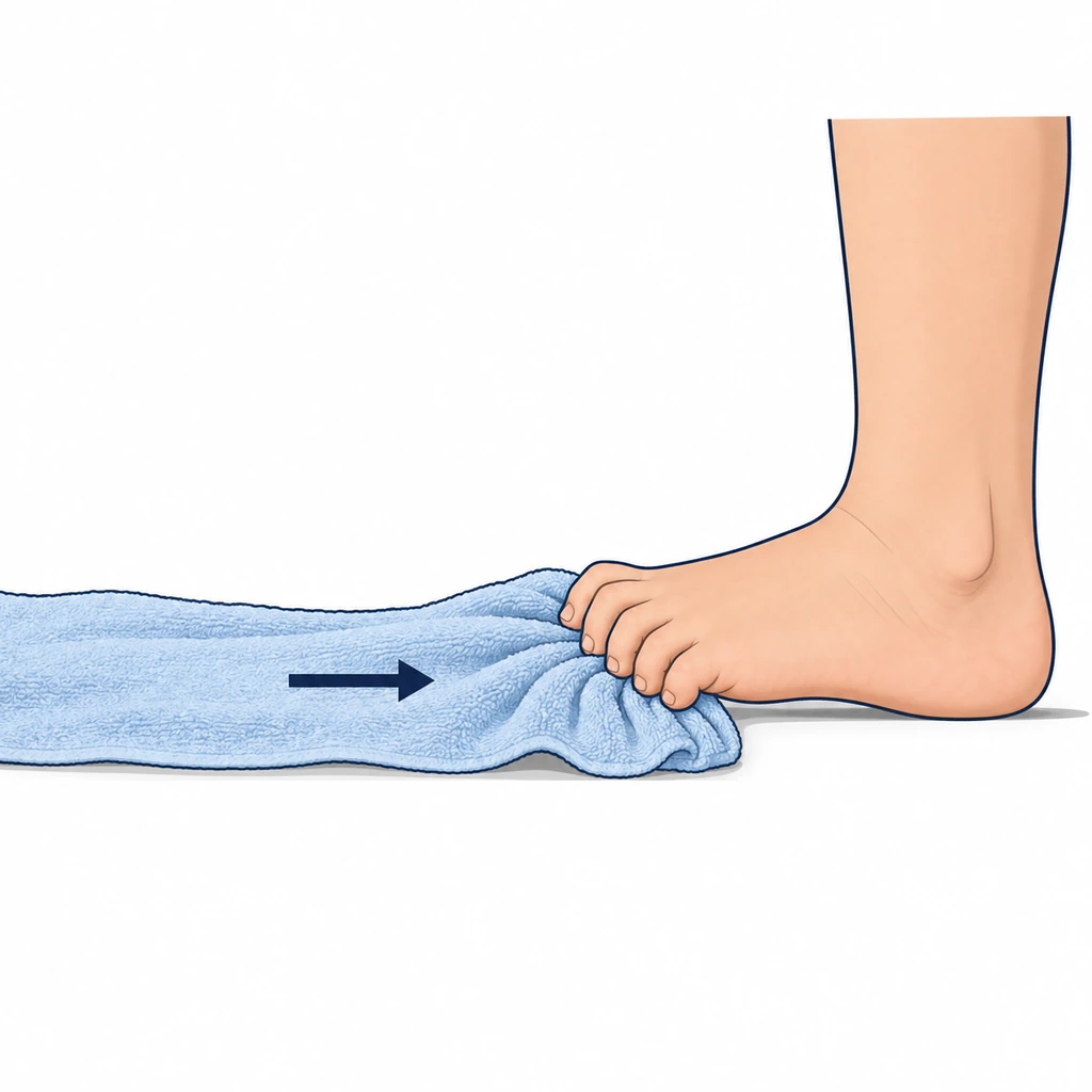 Intrinsic muscle strengthening (towel curls)