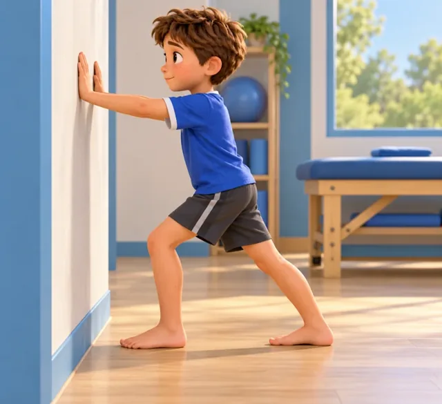 Illustration: Wall calf stretch