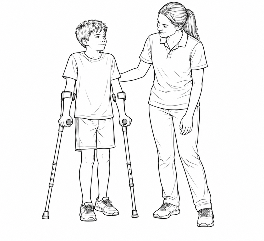 Walking with crutches and prescribed foot contact